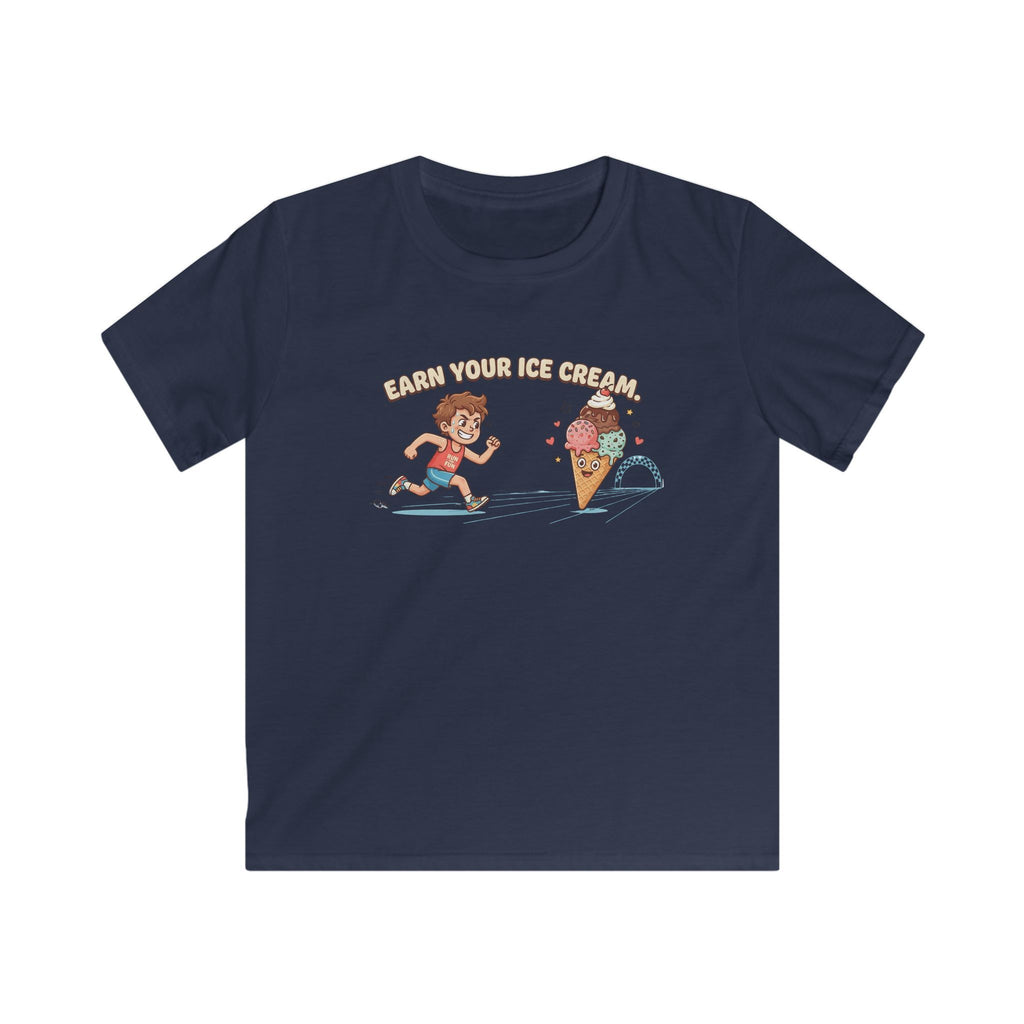 Kids Tee — "Earn Your Ice Cream" Cute Running Kid & Ice Cream Cone Graphic
