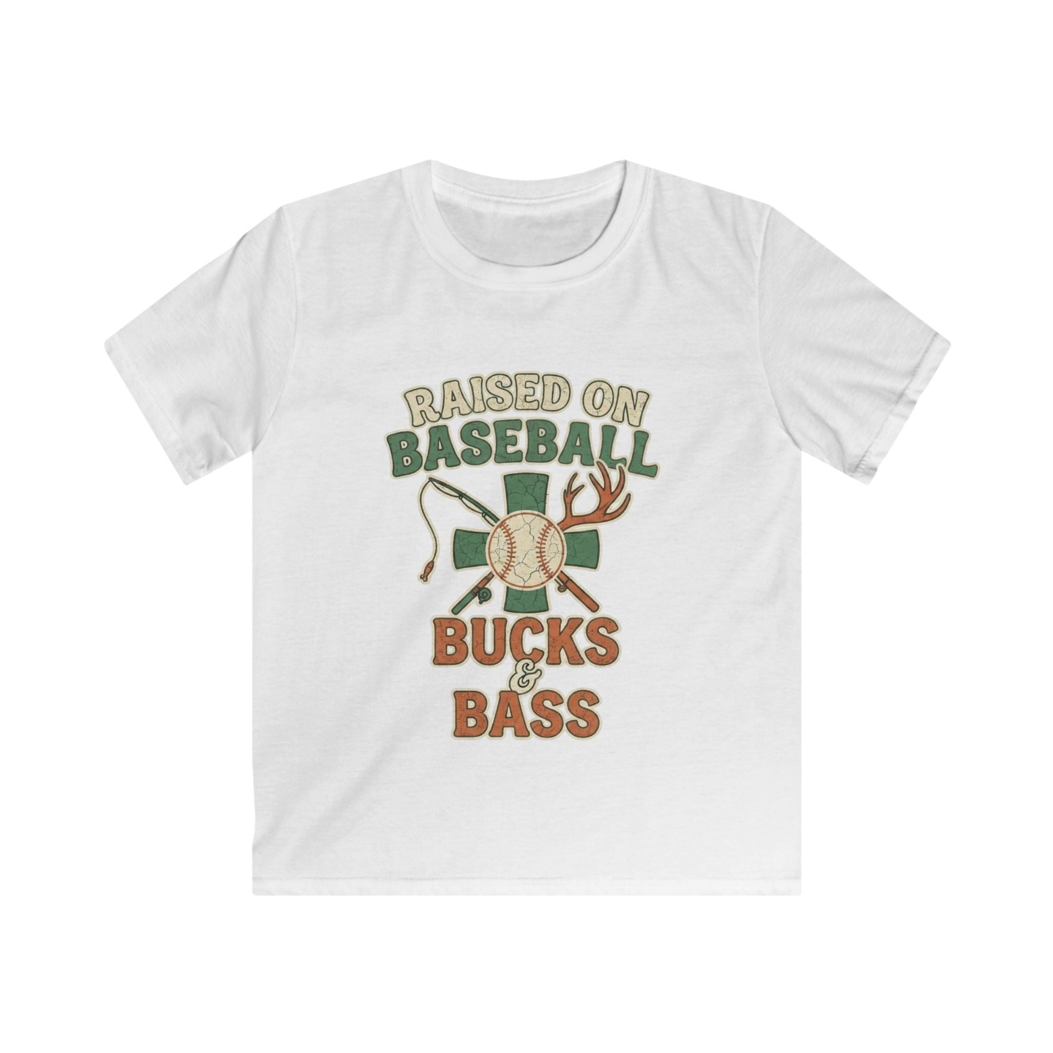 Kids Baseball, Bucks & Bass Tee — 'Raised on Baseball' Youth Shirt