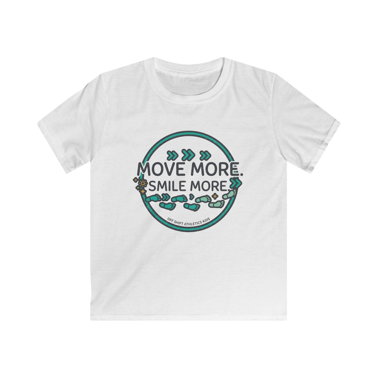 Kids Tee — “Move More. Smile More.” Inspirational Activewear