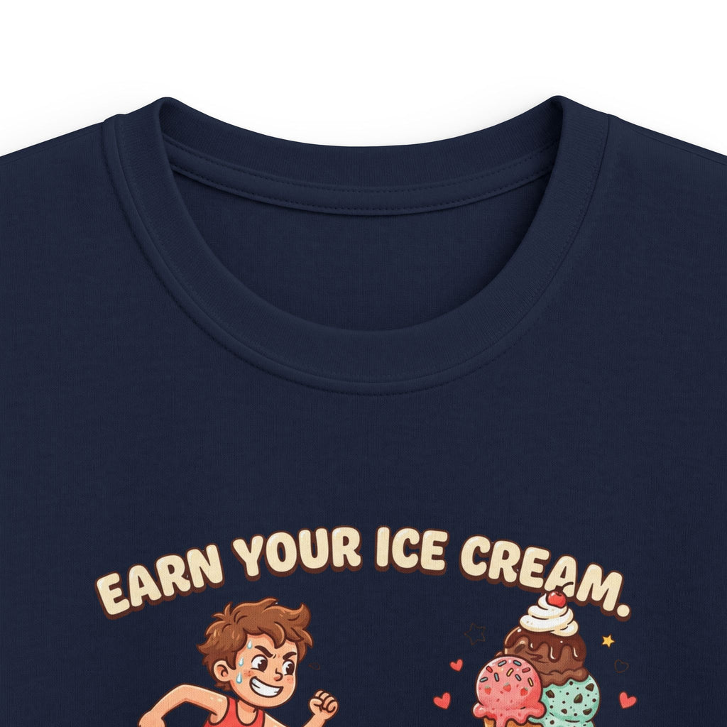 Kids Tee — "Earn Your Ice Cream" Cute Running Kid & Ice Cream Cone Graphic