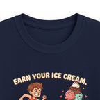 Kids Tee — "Earn Your Ice Cream" Cute Running Kid & Ice Cream Cone Graphic