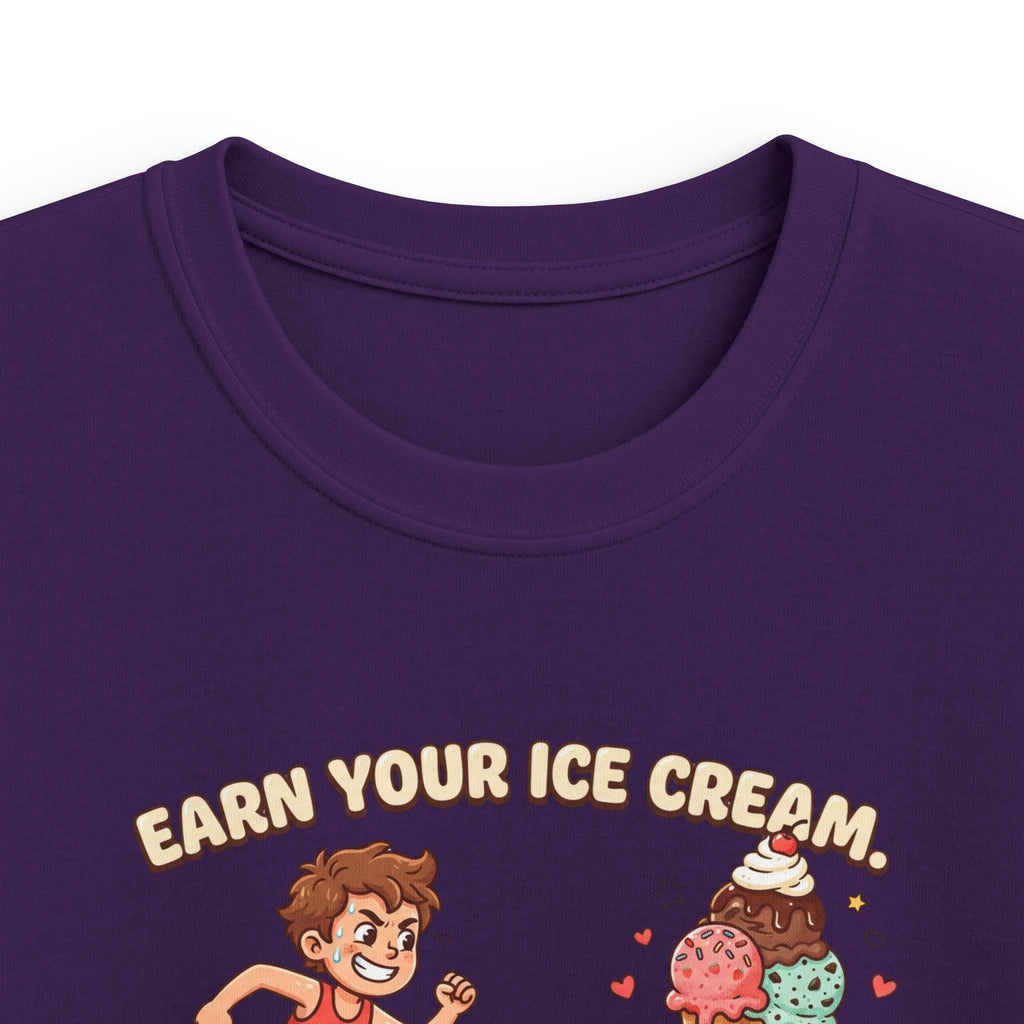 Kids Tee — "Earn Your Ice Cream" Cute Running Kid & Ice Cream Cone Graphic