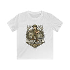 Kids Tee — "Raised Wild, Built Tough" Adventure Hunting Graphic
