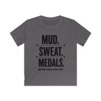 Kids Tee — "Mud. Sweat. Medals." Running Club Youth Shirt