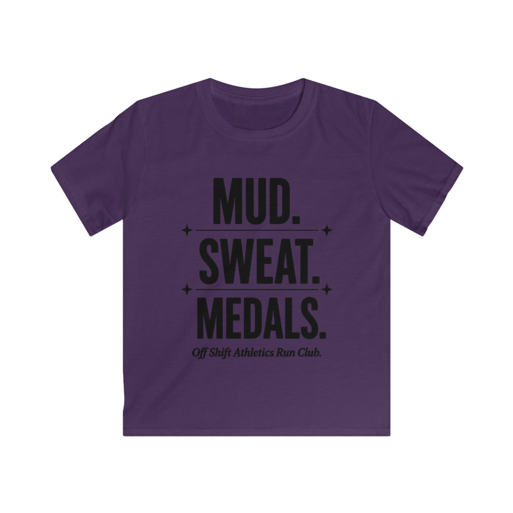 Kids Tee — "Mud. Sweat. Medals." Running Club Youth Shirt
