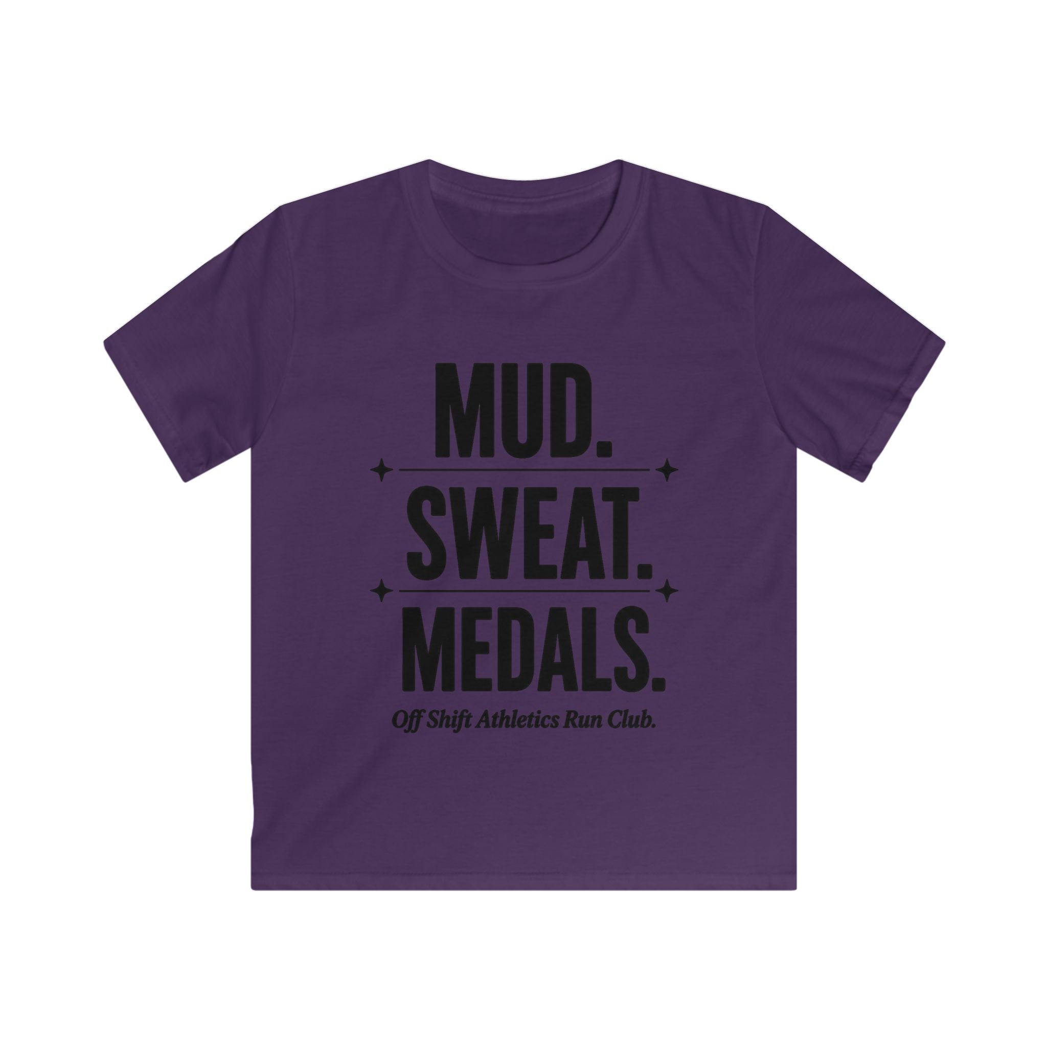 Kids Tee — "Mud. Sweat. Medals." Running Club Youth Shirt