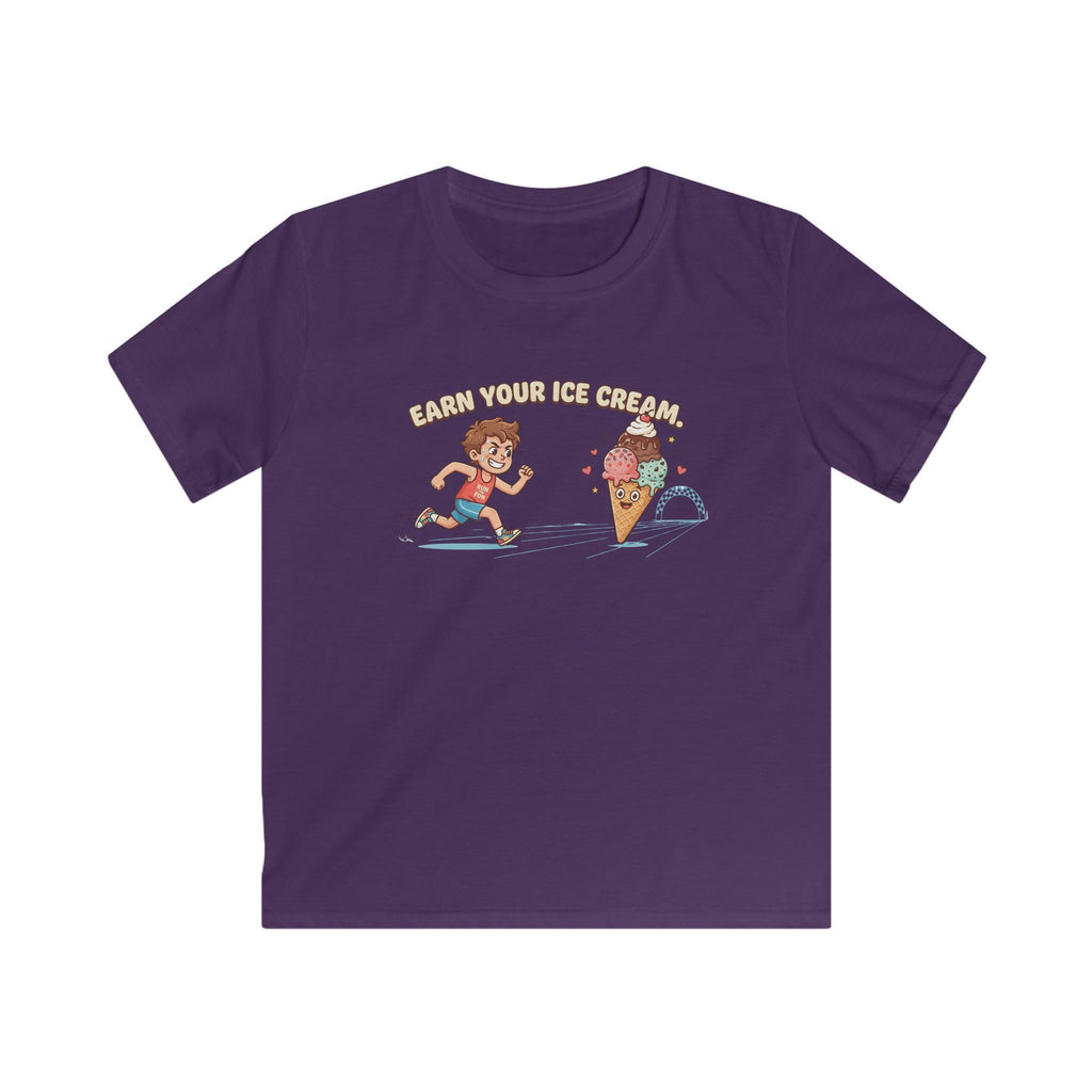 Kids Tee — "Earn Your Ice Cream" Cute Running Kid & Ice Cream Cone Graphic