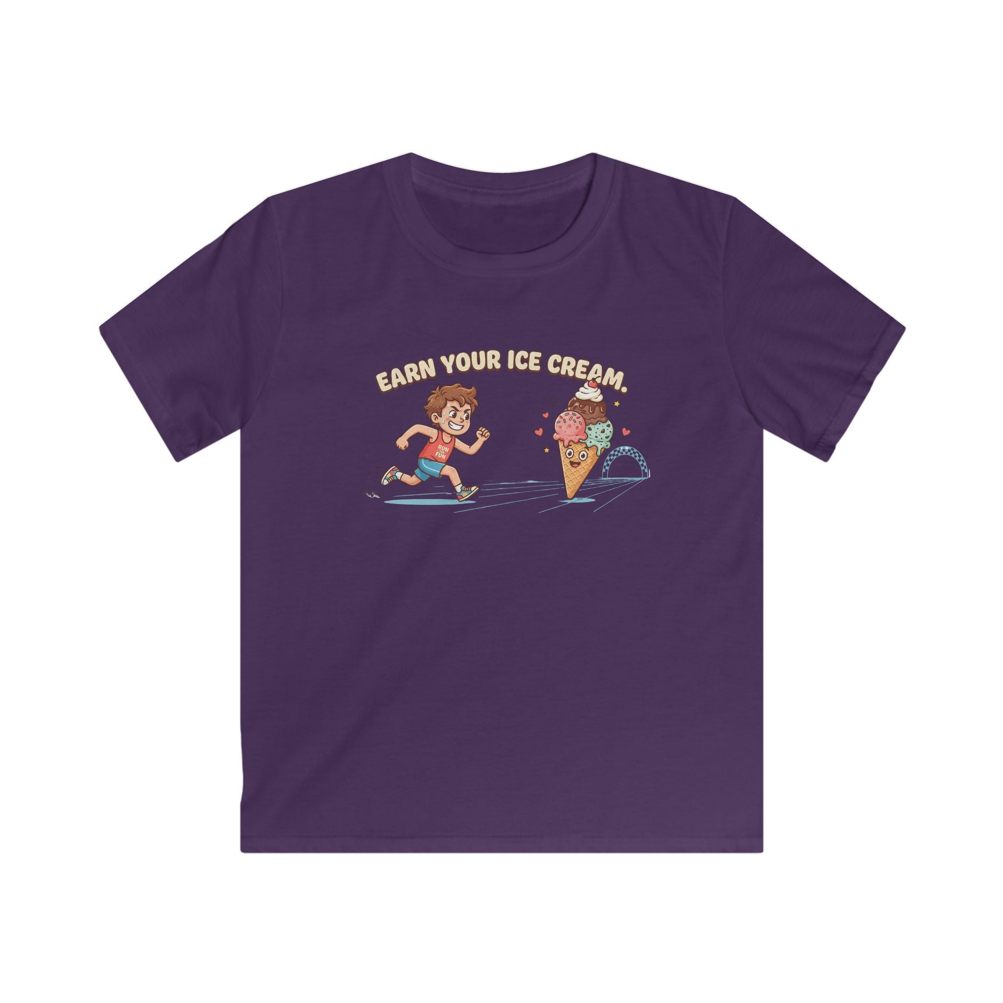 Kids Tee — "Earn Your Ice Cream" Cute Running Kid & Ice Cream Cone Graphic