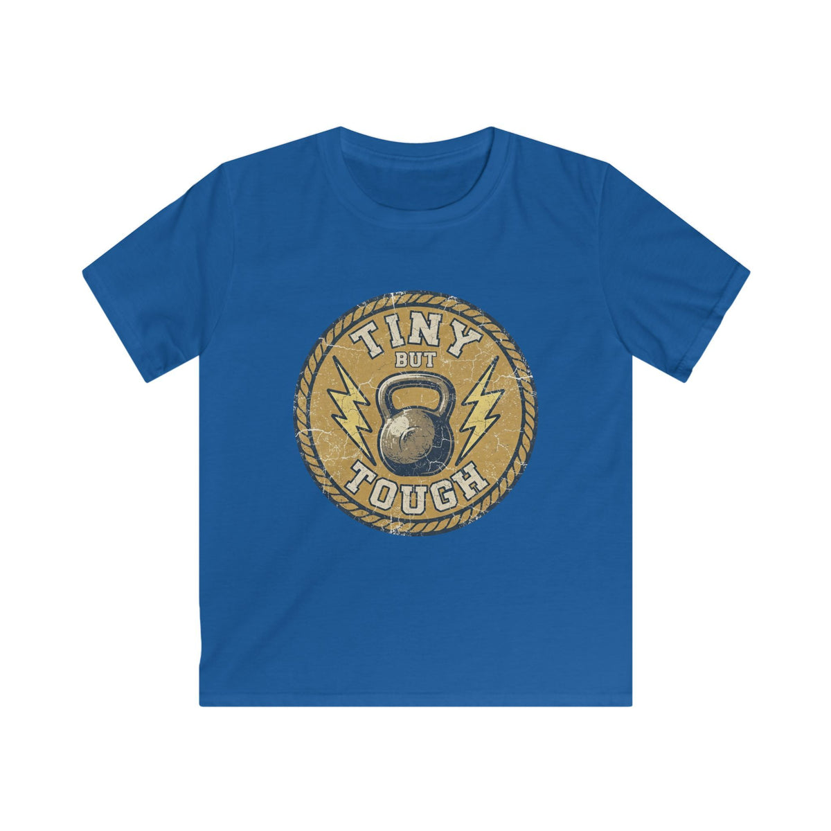 Tiny But Tough Kids Tee — Kettlebell Retro Fitness Shirt