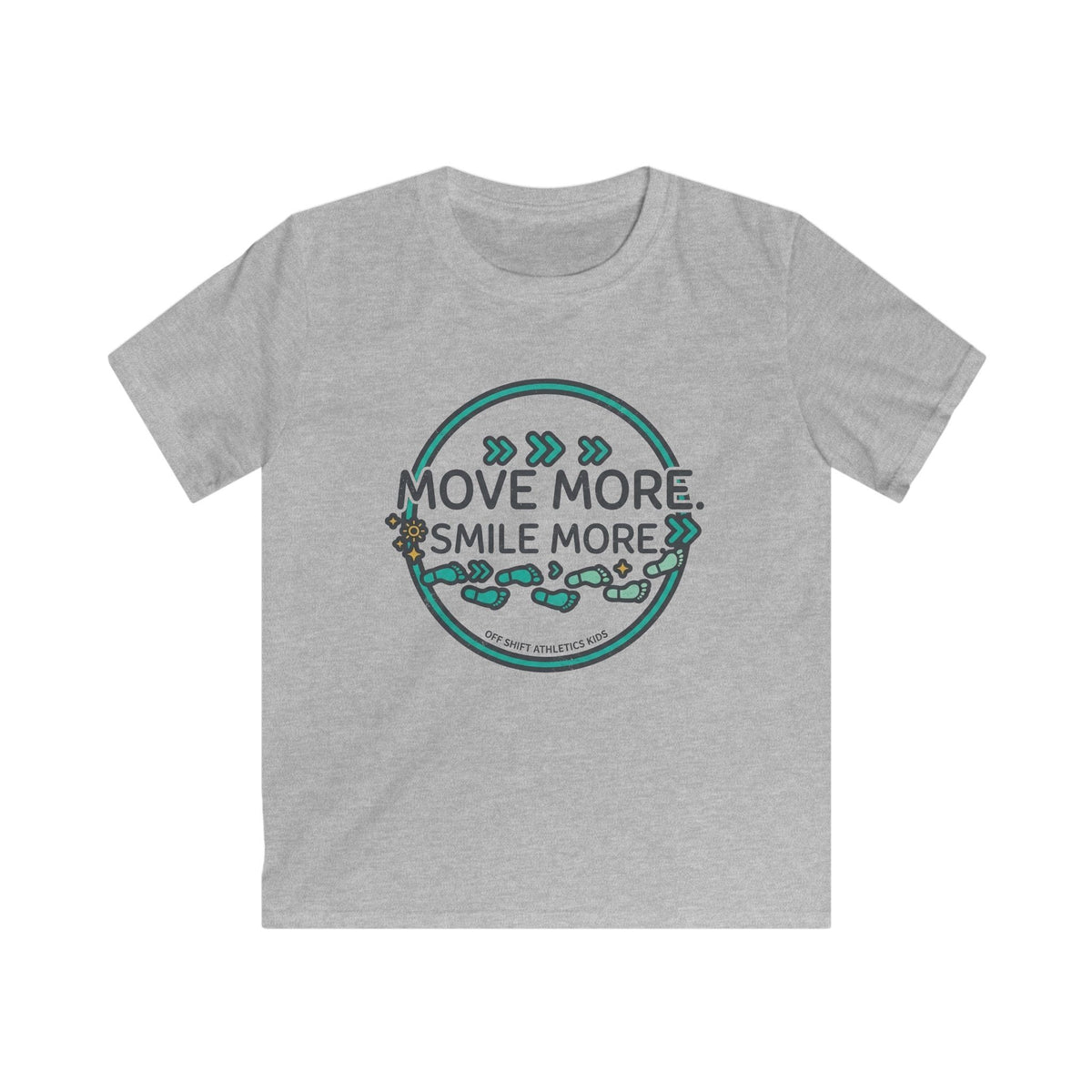 Kids Tee — “Move More. Smile More.” Inspirational Activewear