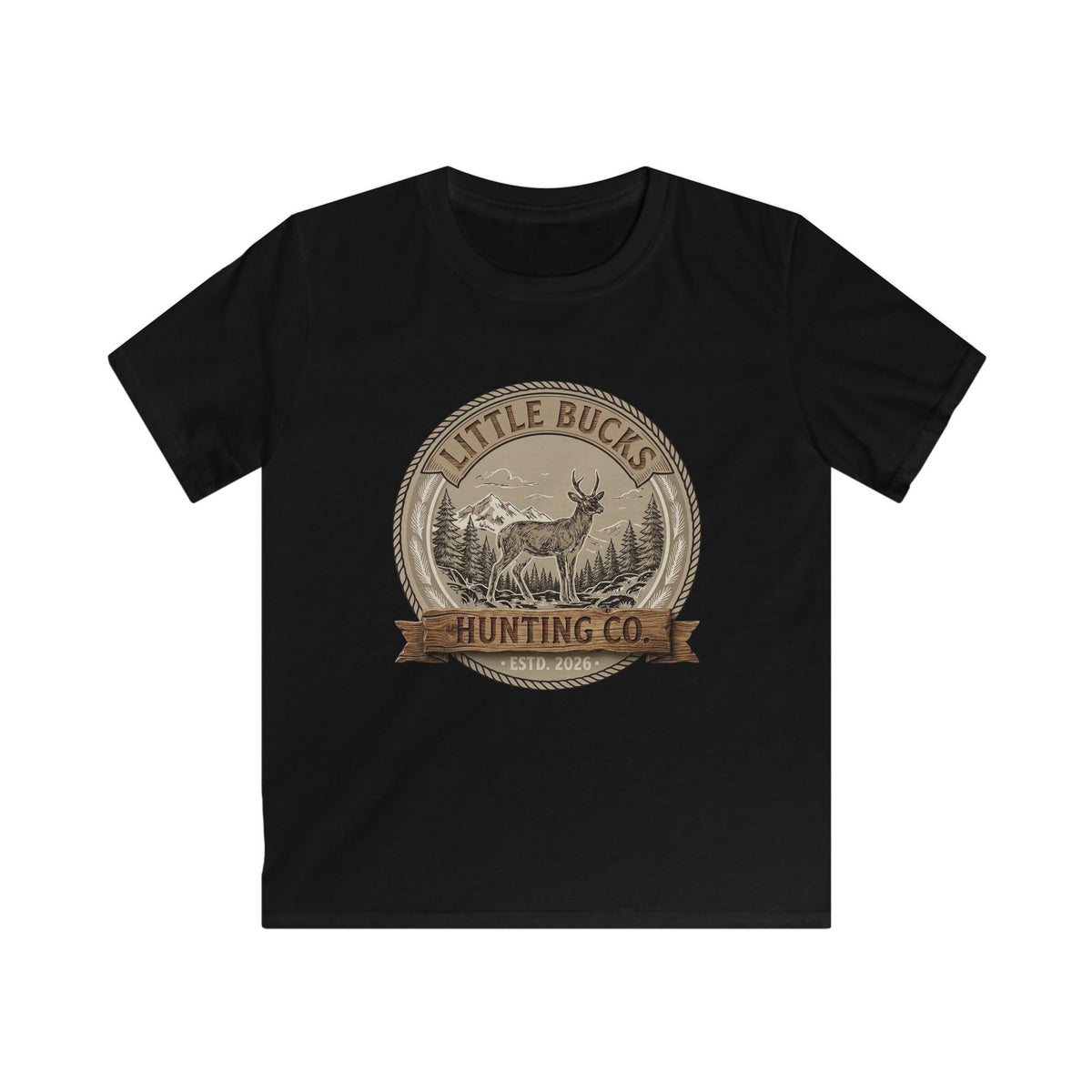 Kids Tee — "Little Bucks Hunting Co." Vintage Deer Graphic