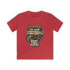 Kids Football & Outdoors Tee — "Eat. Sleep. Football. Hunt. Fish. Repeat."