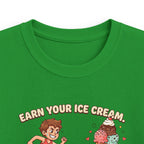 Kids Tee — "Earn Your Ice Cream" Cute Running Kid & Ice Cream Cone Graphic