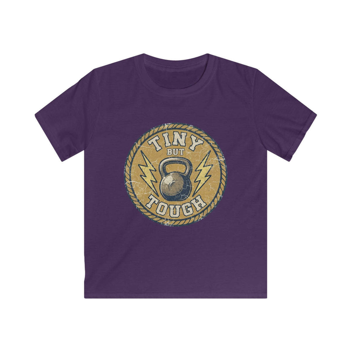 Tiny But Tough Kids Tee — Kettlebell Retro Fitness Shirt