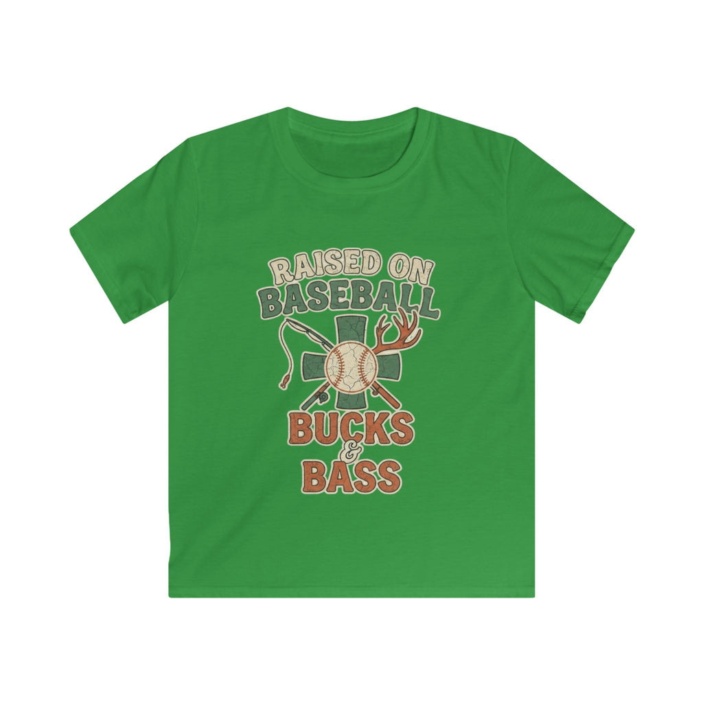 Kids Baseball, Bucks & Bass Tee — 'Raised on Baseball' Youth Shirt