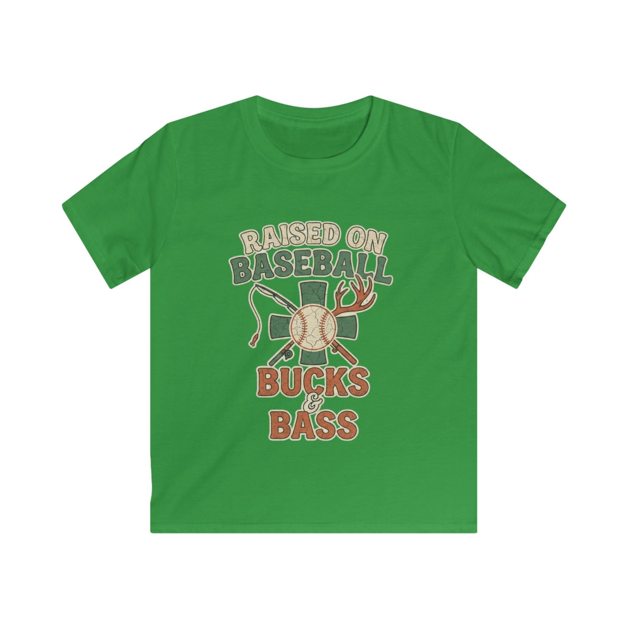 Kids Baseball, Bucks & Bass Tee — 'Raised on Baseball' Youth Shirt