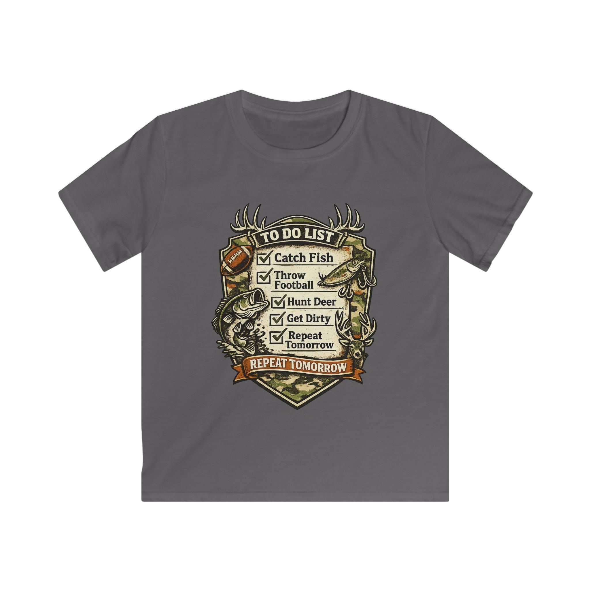 Kids Fishing & Outdoors To-Do List T-Shirt