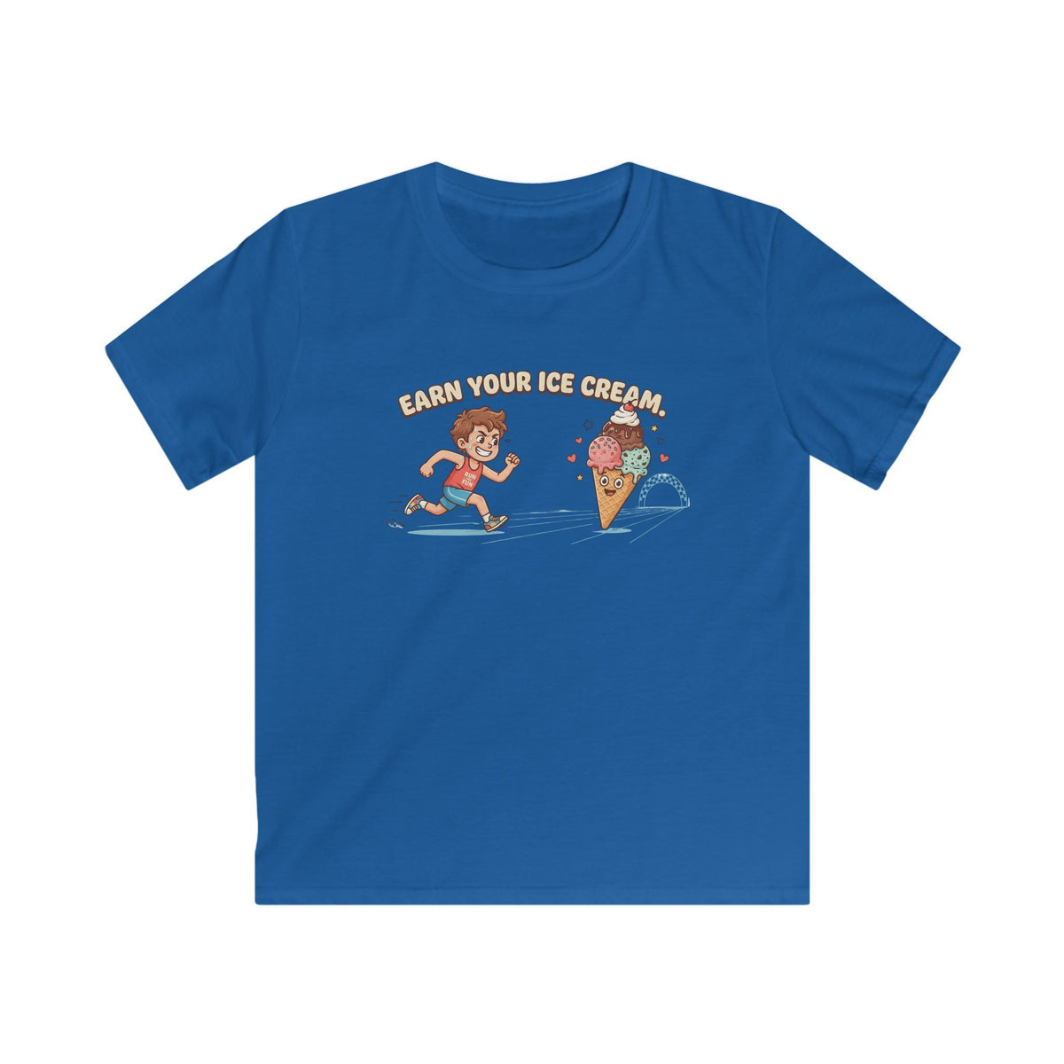 Kids Tee — "Earn Your Ice Cream" Cute Running Kid & Ice Cream Cone Graphic