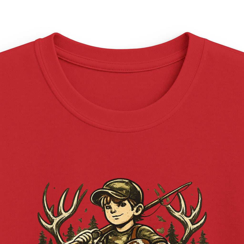 Kids Tee — "Raised Wild, Built Tough" Adventure Hunting Graphic