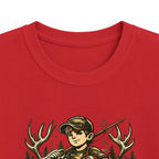 Kids Tee — "Raised Wild, Built Tough" Adventure Hunting Graphic