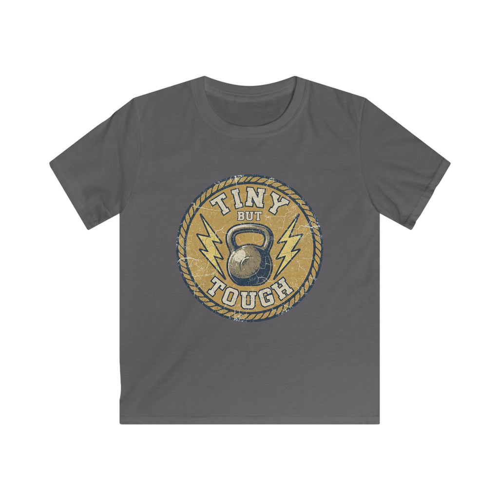 Tiny But Tough Kids Tee — Kettlebell Retro Fitness Shirt