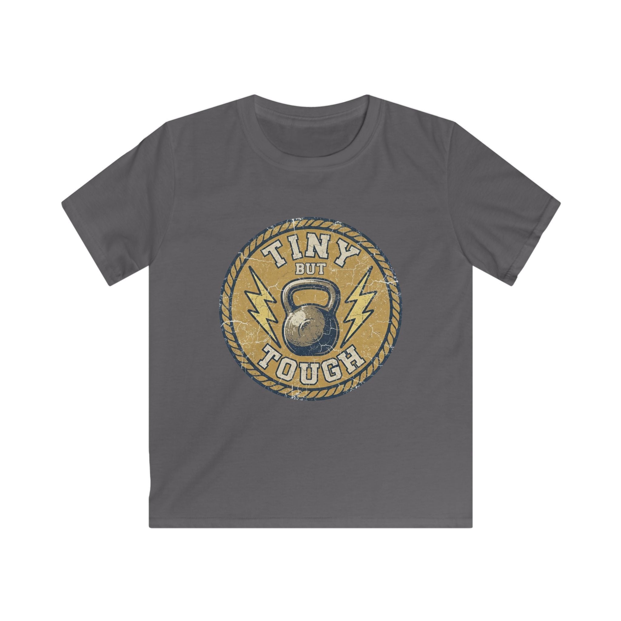Tiny But Tough Kids Tee — Kettlebell Retro Fitness Shirt