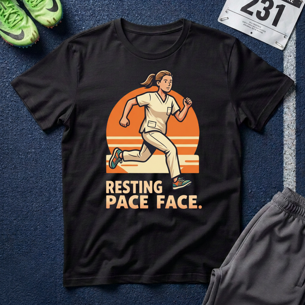 Healthcare Runner T‑Shirt — "Resting Pace Face" Retro Graphic Tee