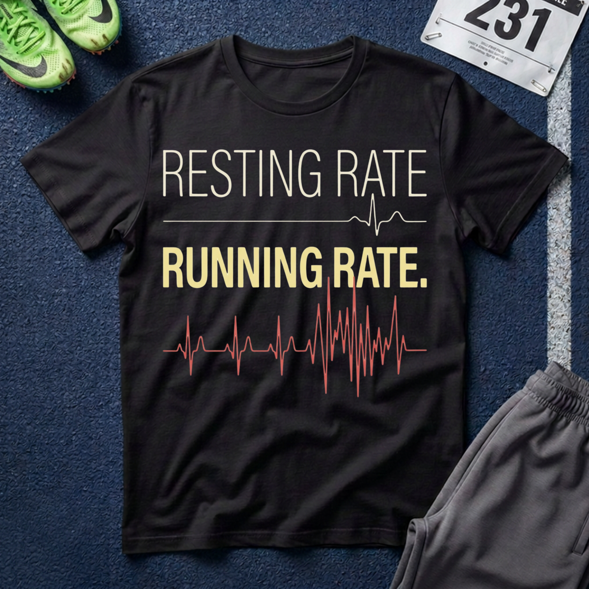 Running Rate T-Shirt — Resting Rate / Running Rate Heartbeat Graphic Tee