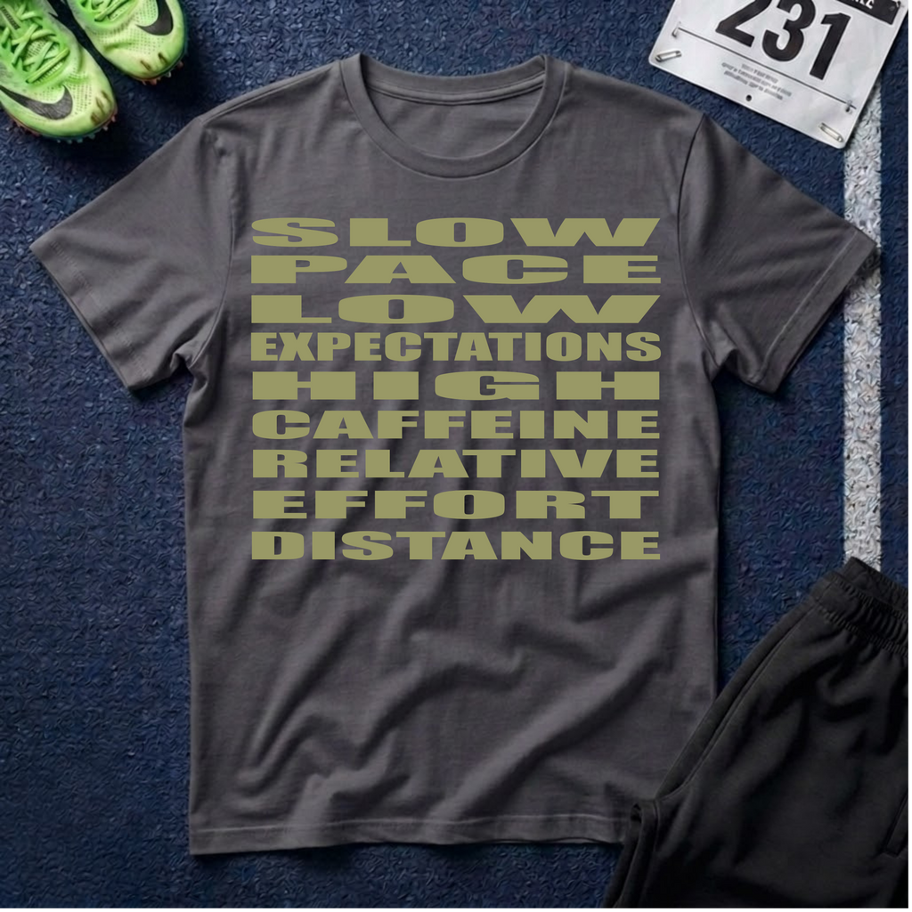 Slow Pace, High Caffeine T-Shirt — Relaxed Vibes, Low Expectations Tee