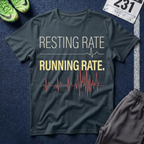 Running Rate T-Shirt — Resting Rate / Running Rate Heartbeat Graphic Tee