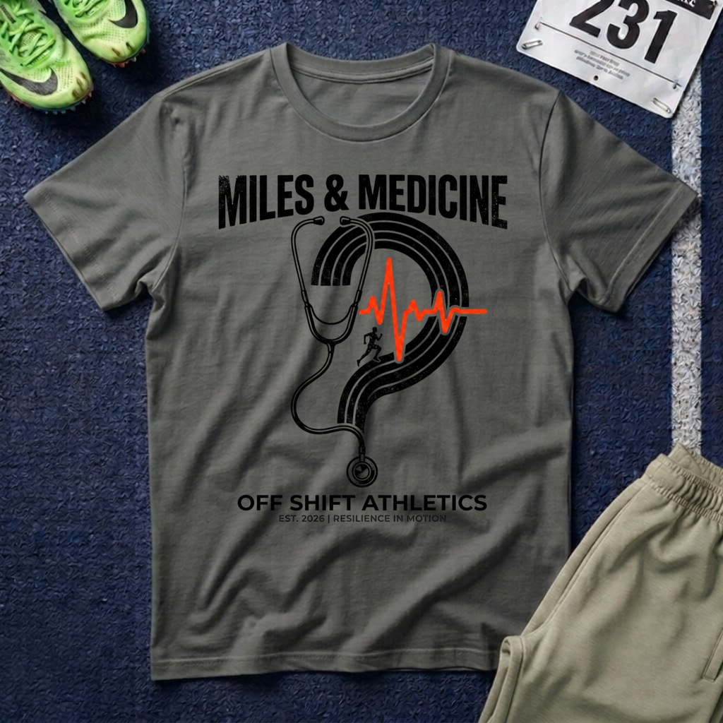 Stethoscope Track T‑Shirt — Miles & Medicine