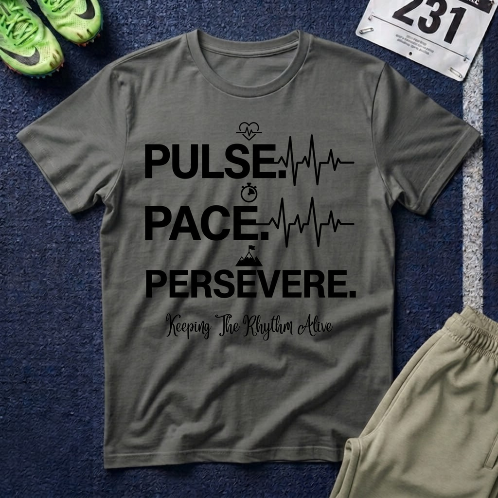 Pulse • Pace • Persevere T-Shirt — Motivational Running / Fitness Tee