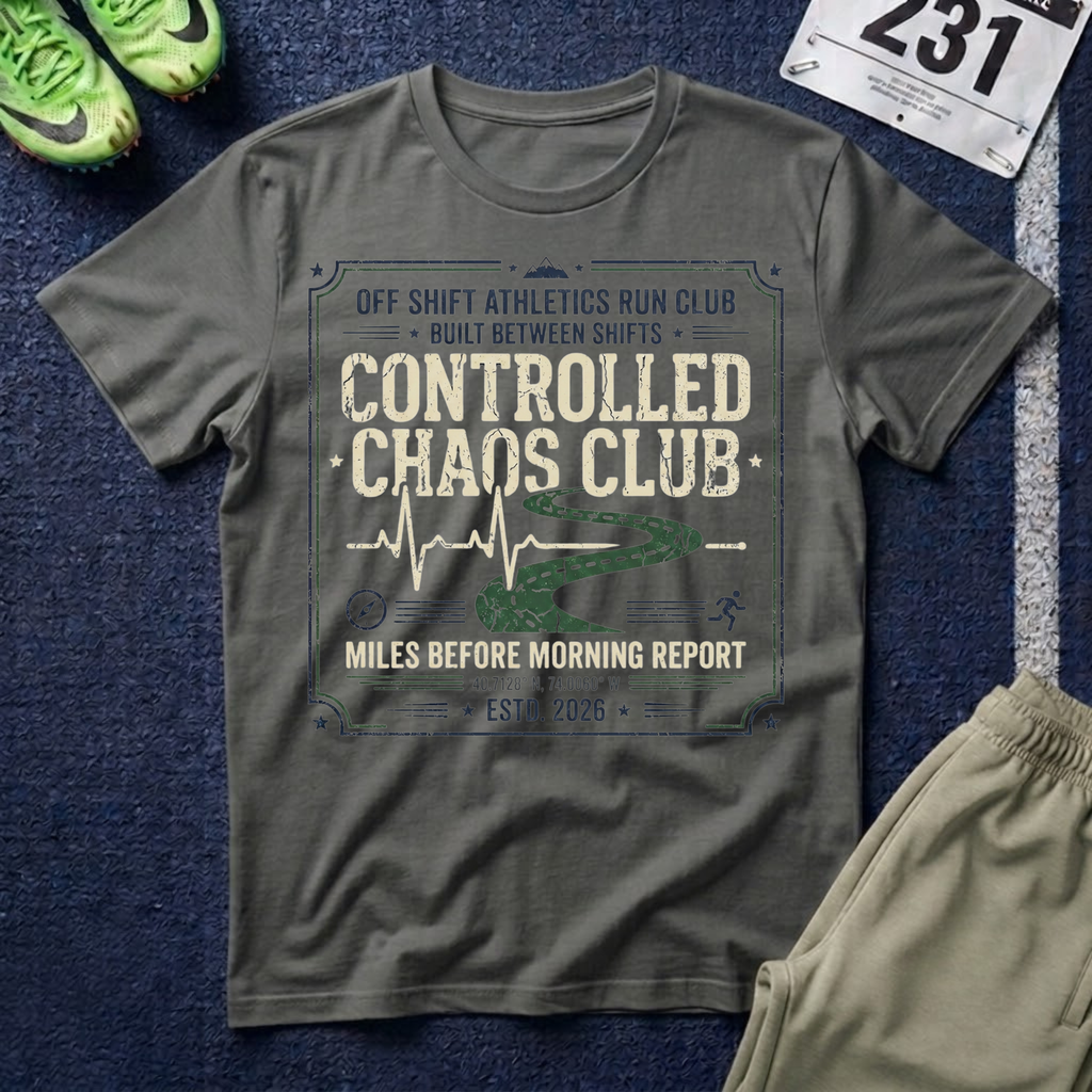 Controlled Chaos Club T-Shirt — Off Shift Athletics Run Club Graphic Tee