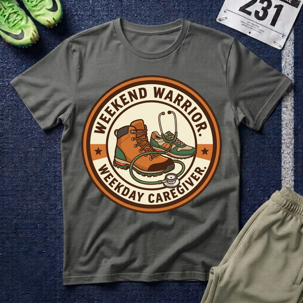Weekend Warrior T-Shirt — Hiking Boots Retro Outdoor Adventure Tee