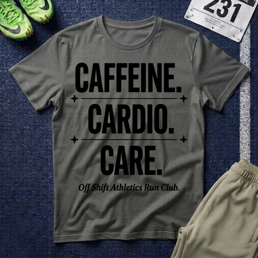 Caffeine. Cardio. Graphic T‑Shirt — Motivational Fitness Tee