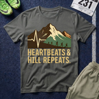 Hiking Mountain Tee — "Heartbeats & Hill Repeats" Outdoor Adventure T-Shirt