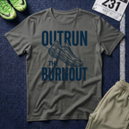 Outrun the Burnout T-Shirt — Motivational Running Tee with Sneaker Graphic