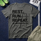 Run Repeat T-Shirt — "Rest. Run. Repeat." Running Tee