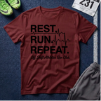 Run Repeat T-Shirt — "Rest. Run. Repeat." Running Tee