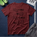 Running Equals Donuts T-Shirt — (1 Mile = Donut, 3 Miles = Coffee & Donut)