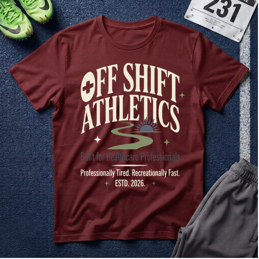 Off Shift Athletics T-Shirt — Comfortable Tee for Healthcare Workers & Night Shift Crew