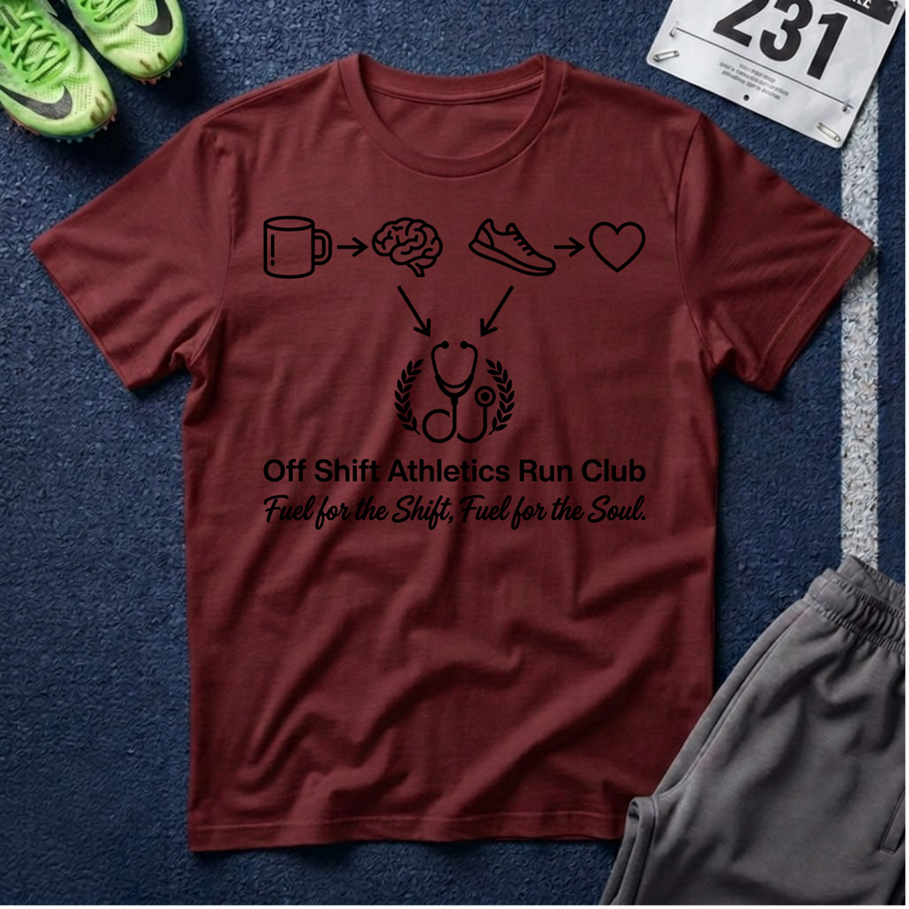 Athletic Nurse T-Shirt — Coffee, Running & Caring Medical Tee