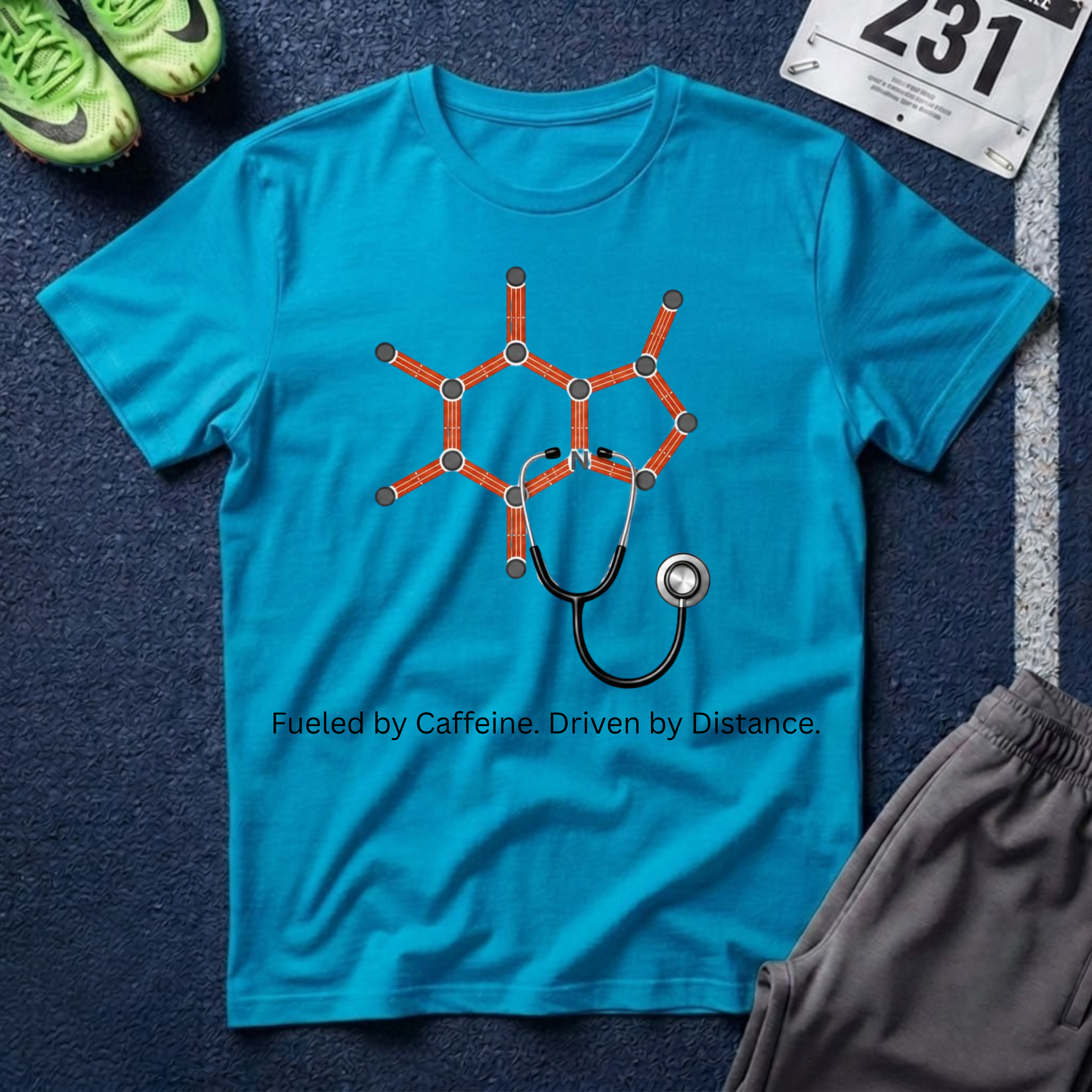 Caffeine Molecule Stethoscope T-Shirt – Healthcare Coffee Tee
