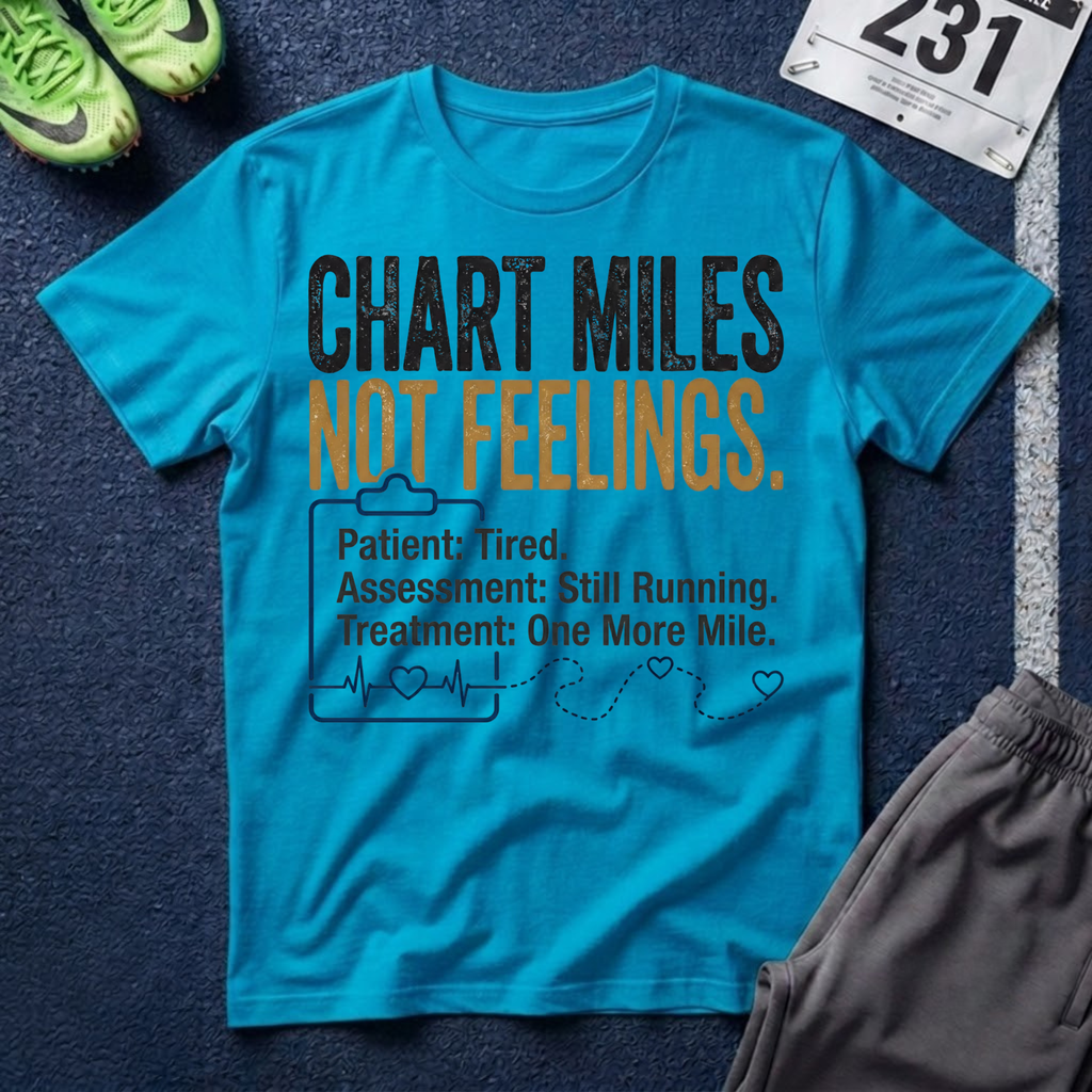 Chart Miles Not Feelings T-Shirt - Healthcare/Runner Tee