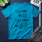 Running Equals Donuts T-Shirt — (1 Mile = Donut, 3 Miles = Coffee & Donut)