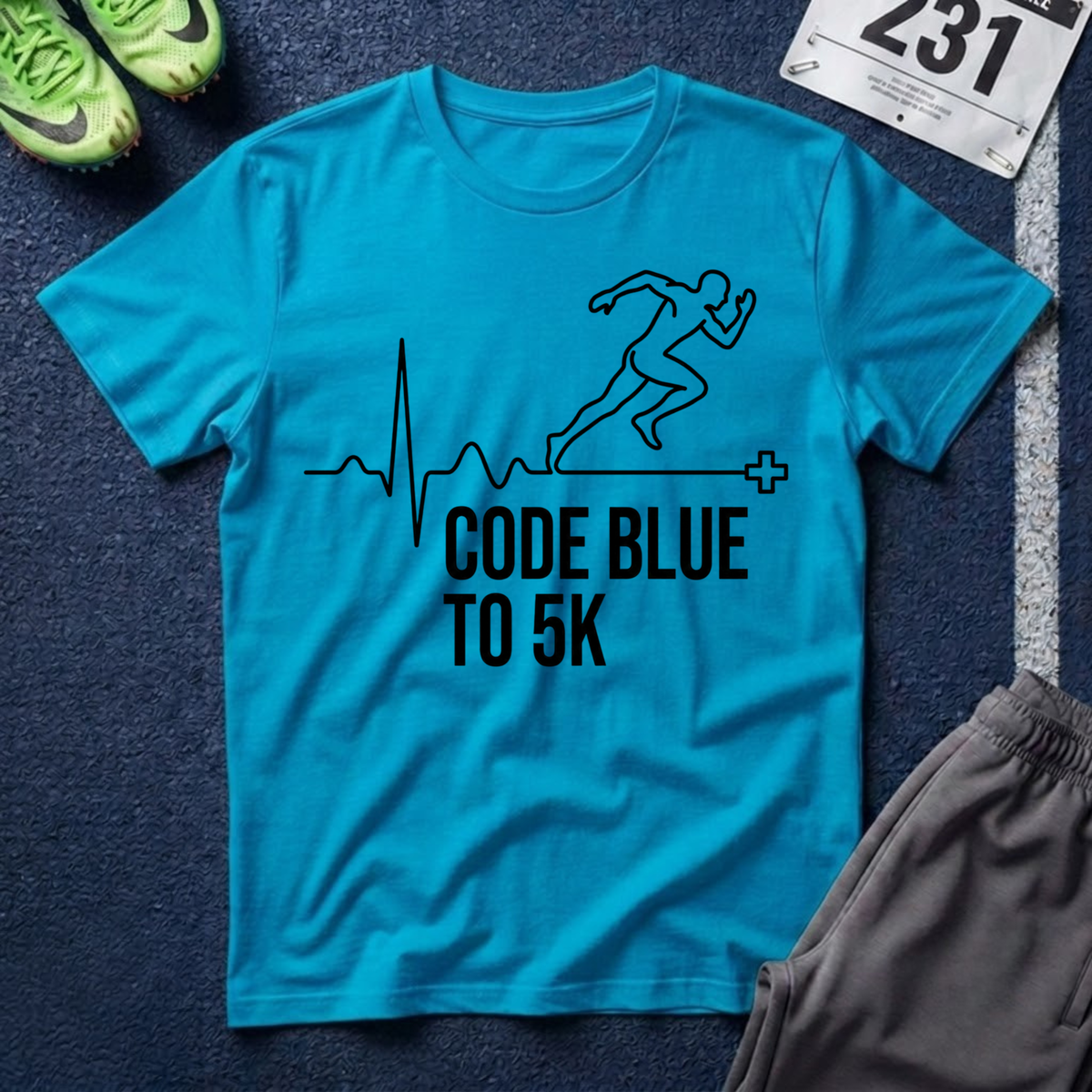 Code Blue to 5K T-Shirt — Medical Runner ECG Design