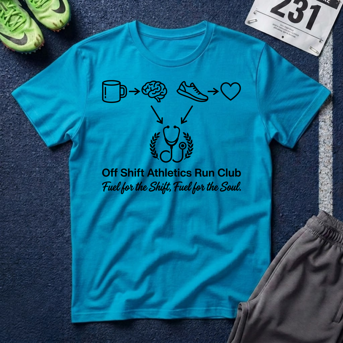 Athletic Nurse T-Shirt — Coffee, Running & Caring Medical Tee