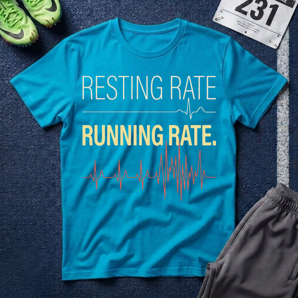 Running Rate T-Shirt — Resting Rate / Running Rate Heartbeat Graphic Tee