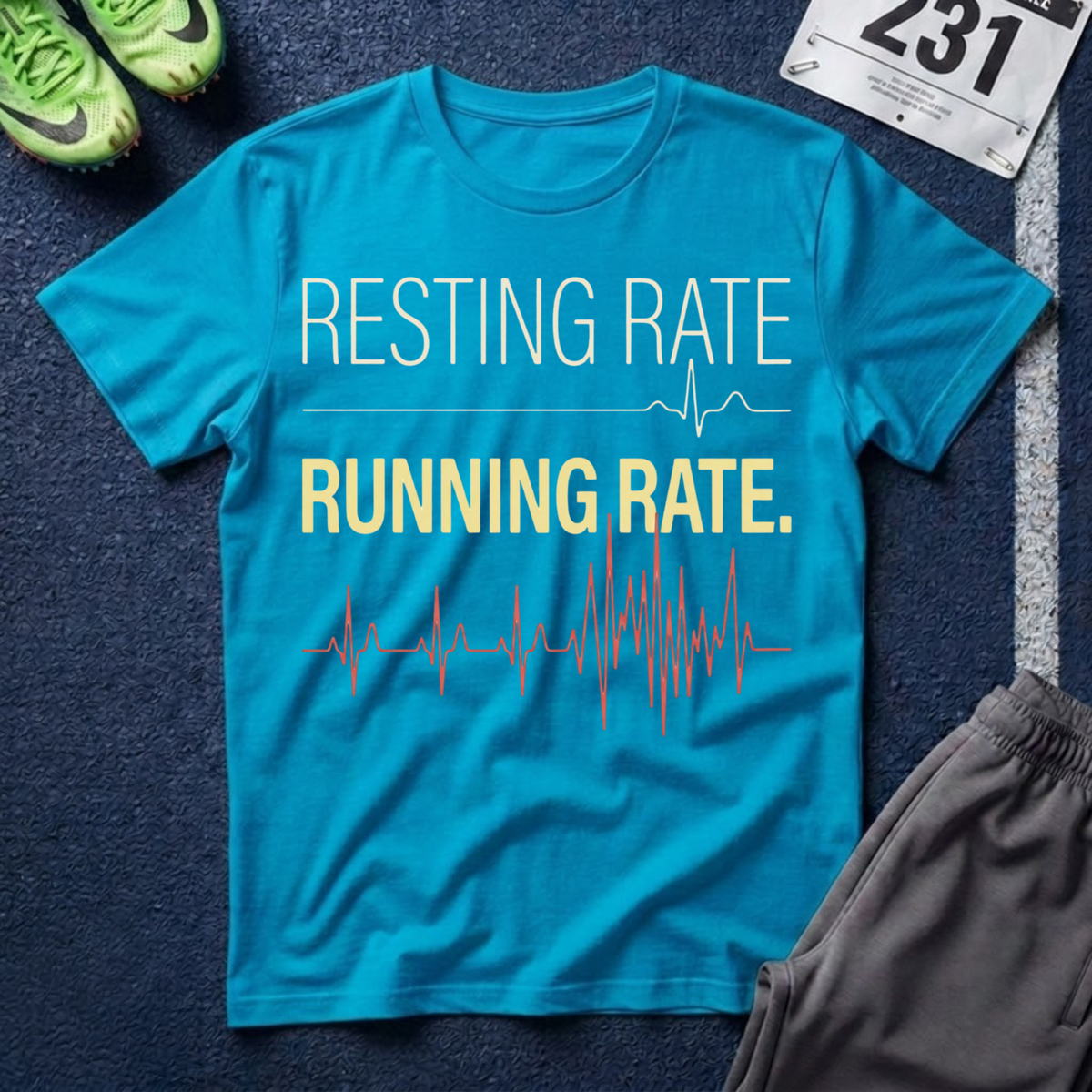 Running Rate T-Shirt — Resting Rate / Running Rate Heartbeat Graphic Tee