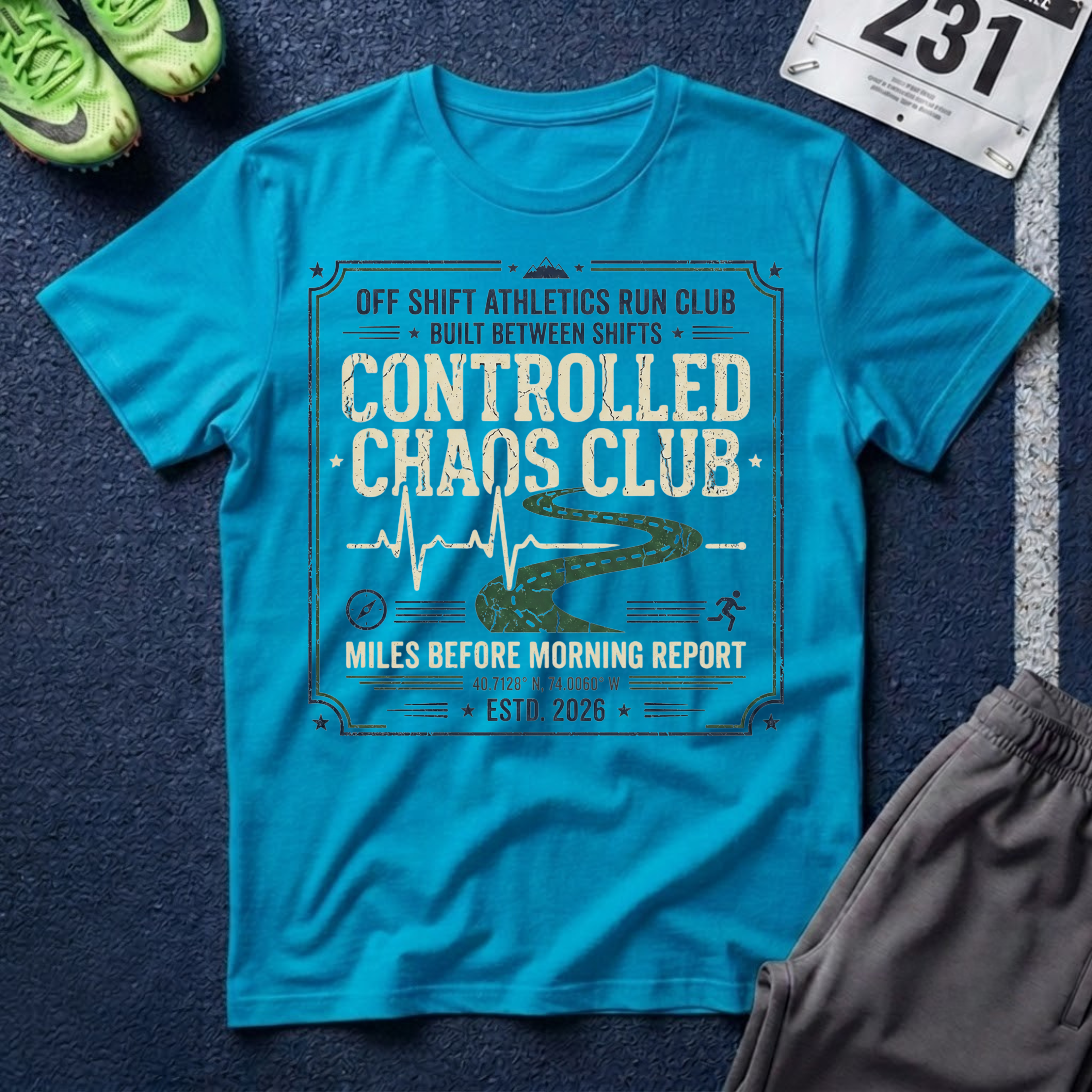 Controlled Chaos Club T-Shirt — Off Shift Athletics Run Club Graphic Tee